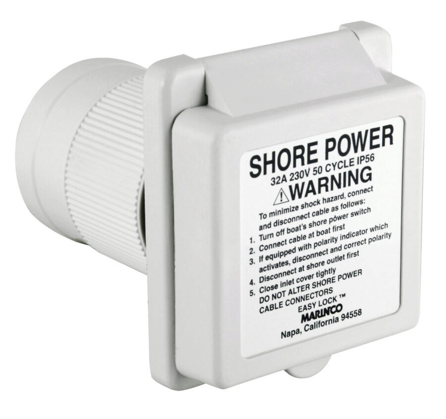 Inlet, 32A 220V, Square, White