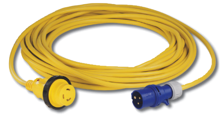 Cordset, 16A 230V, 25M, With European Plug, Yellow