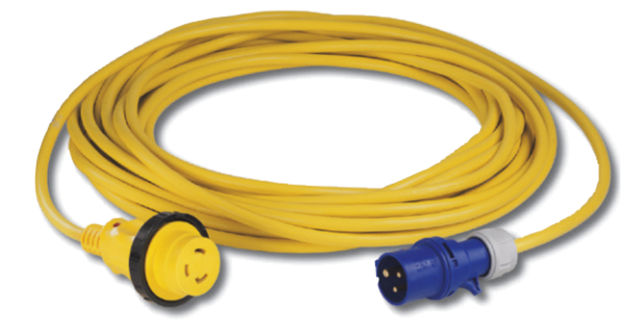 Cordset, 16A 230V, 20M, With European Plug, Yellow
