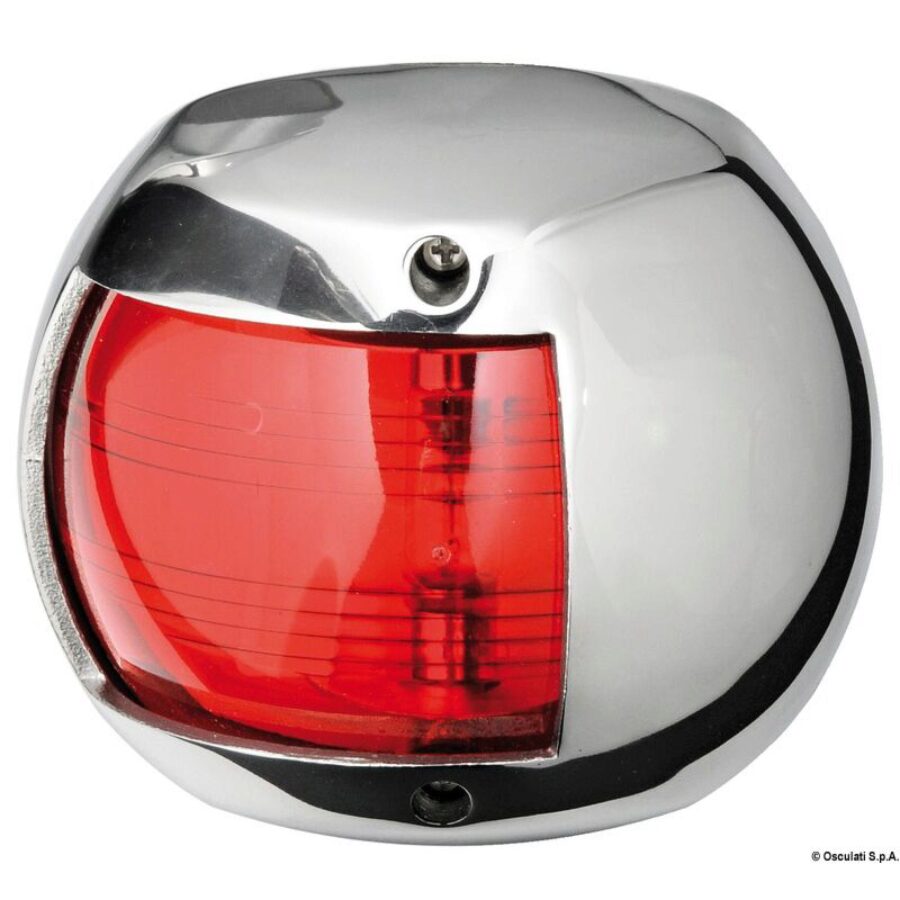 Compact 12 Navigation Lights Made of Mirror-Polished AISI316 Stainless Steel - 112,5u00b0 left red