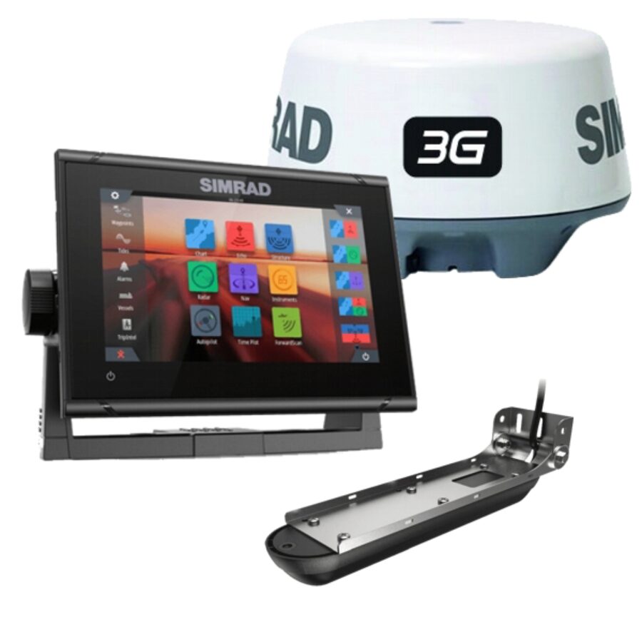 GO7 XSR Display With 3G Radar -Transom Active Imaging 3 in 1Transducer and Navionics + Cartography