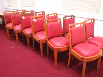 The completed chairs are ready for use in the Members’ Dining Room
