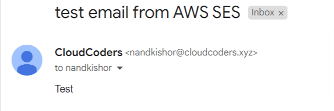 test eamil received from aws ses smtp