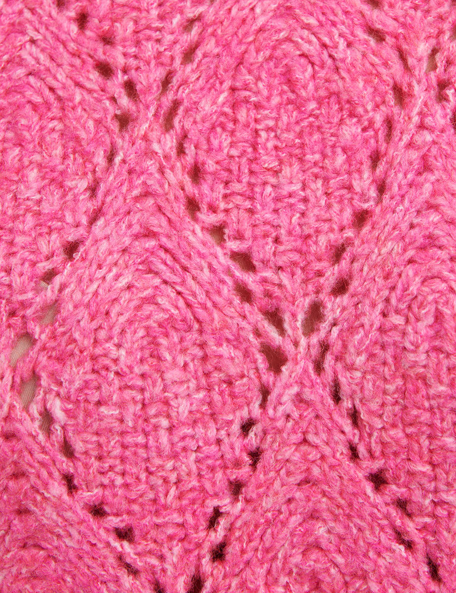 Pink Volume Sleeve Pointelle Panel Jumper
