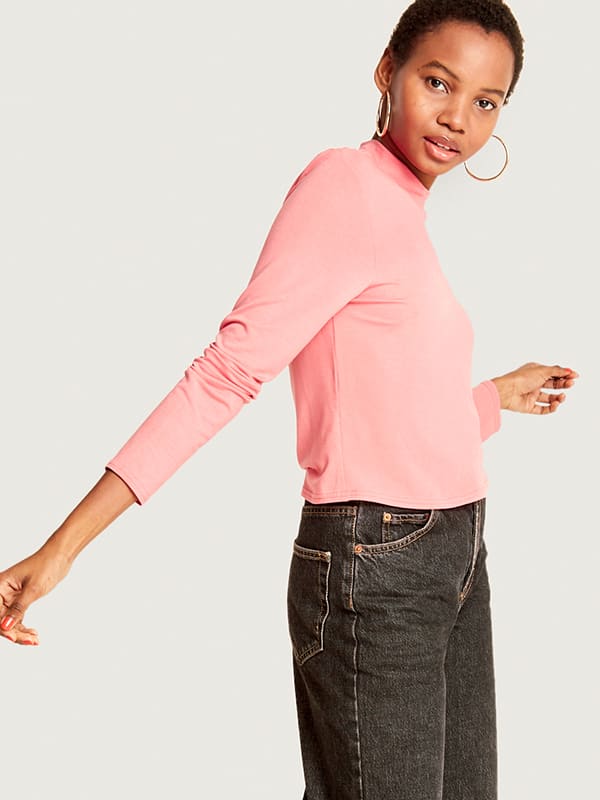 Pink Funnel Neck Top