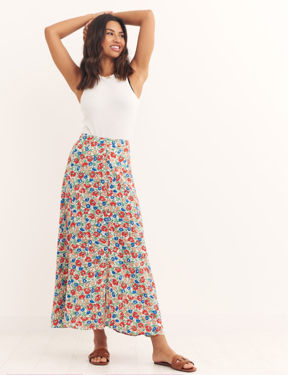 Multi Ditsy Floral Emilia Midi Skirt