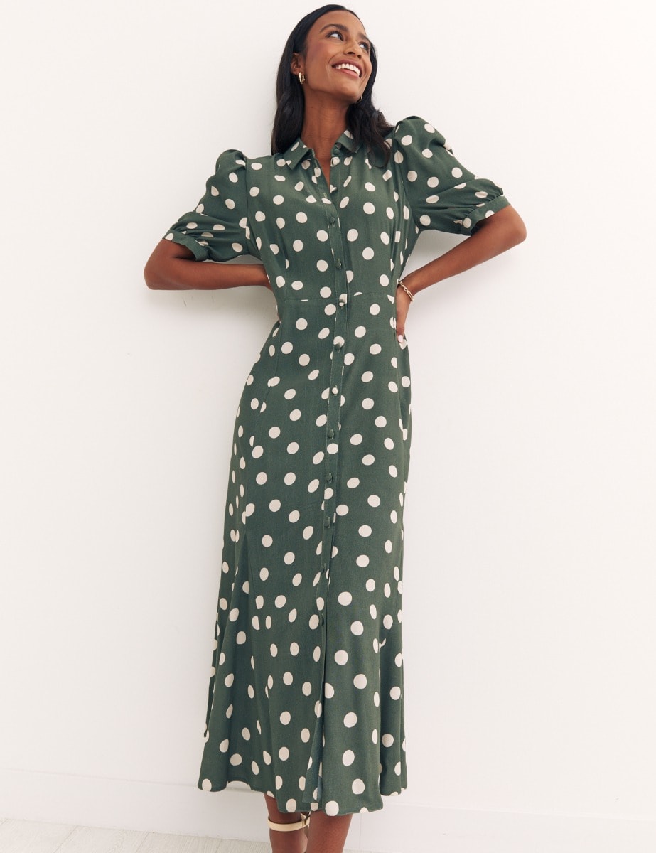 Green Spot Tatianna Midi Shirt Dress