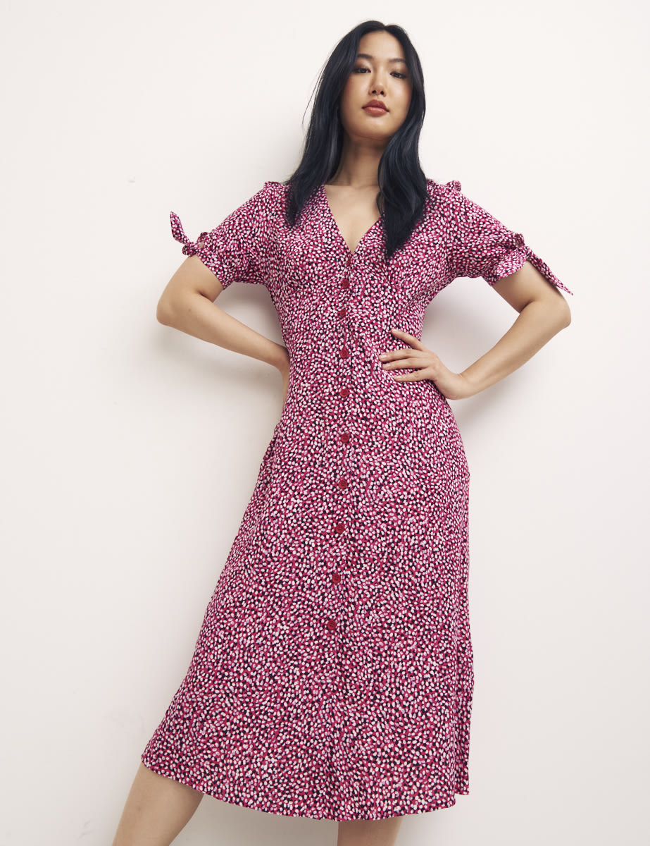 Laurie Non-Print Pink Alexis Midi Dress 