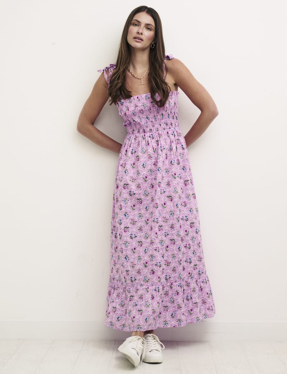 Purple Floral Millie Smock Midaxi Dress