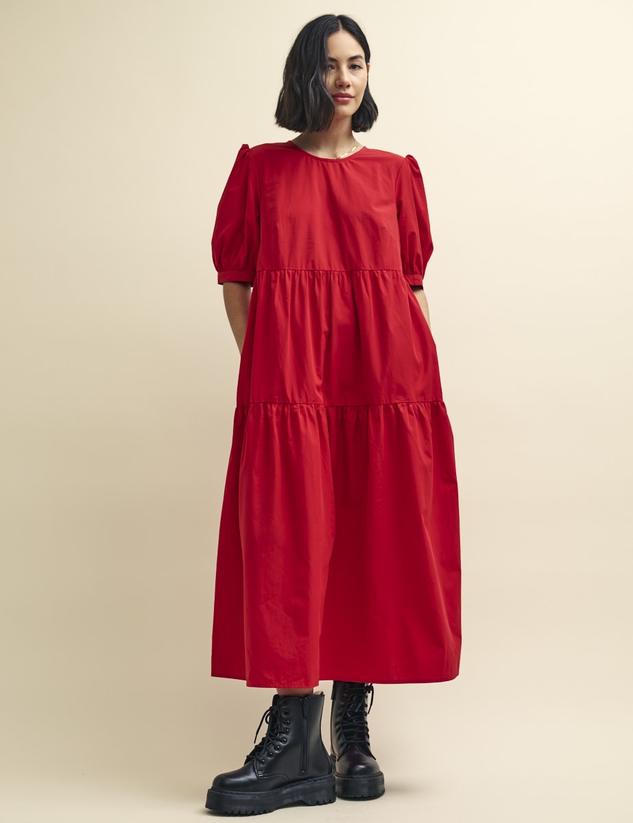 Red Rochelle Smock Midi Dress | Nobody's Child