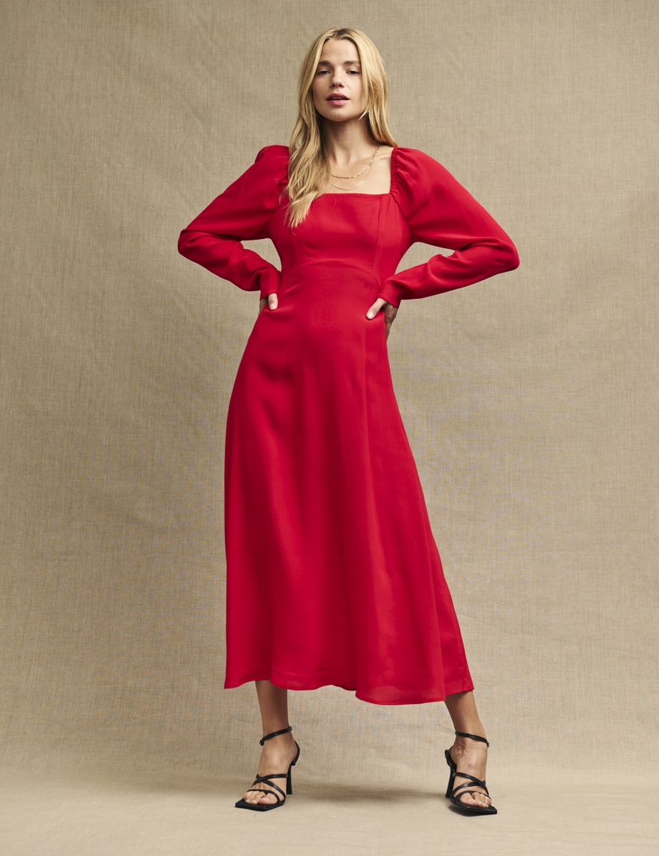 Red Abby Midi Dress