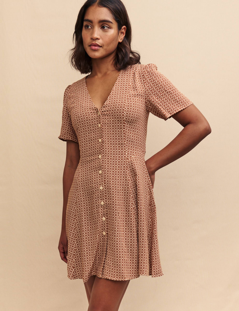 Brown Geometric Ellen Mini Dress