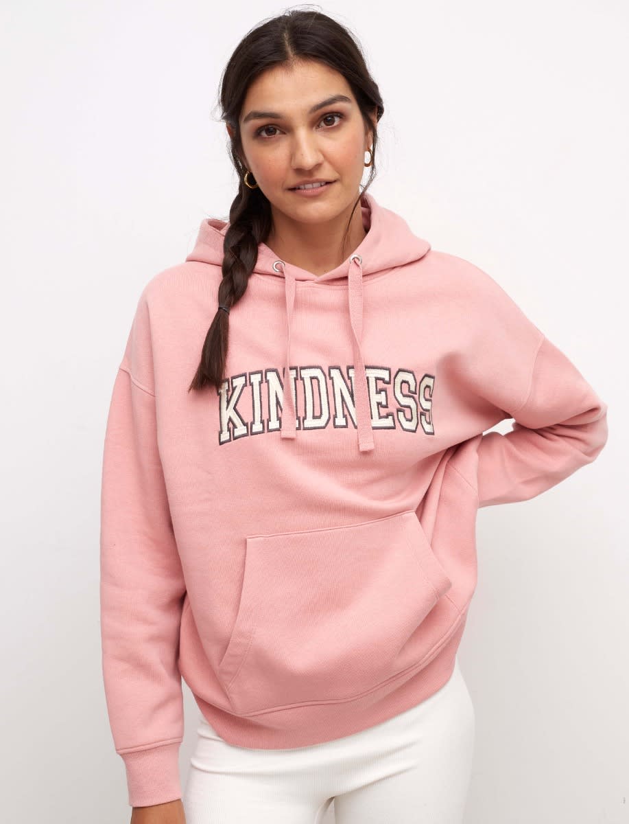 Dusty Pink Kindness Embroidered Hoodie