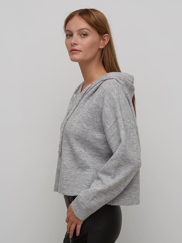 Grey Knitted Hoody 