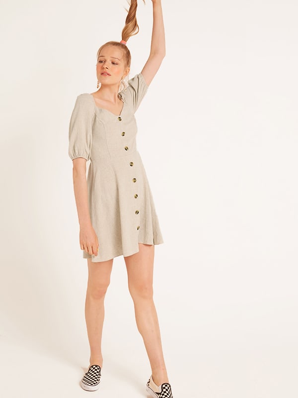 Natural Rhona Linen Blend Mini Dress