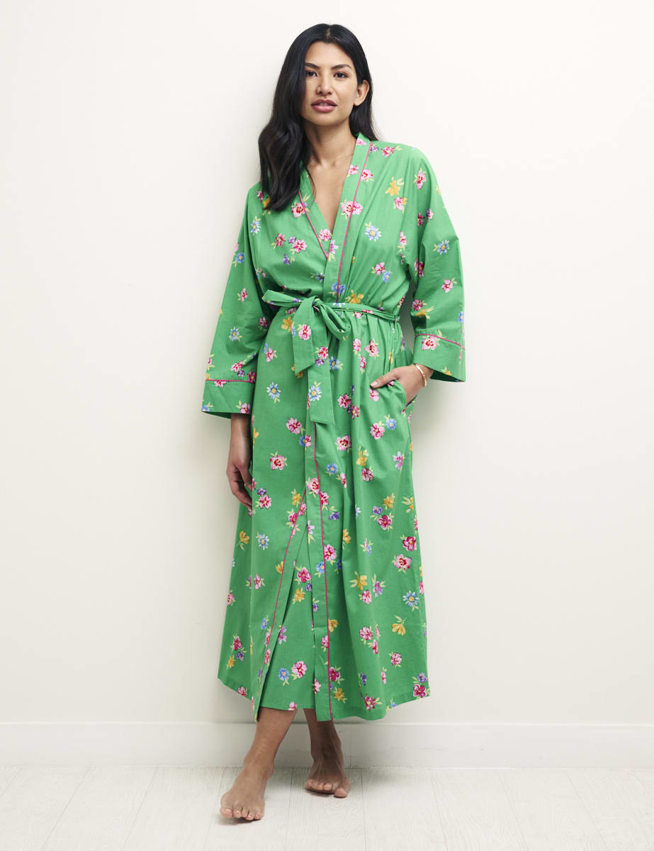 Green Floral Dressing Gown Robe | Nobody's Child