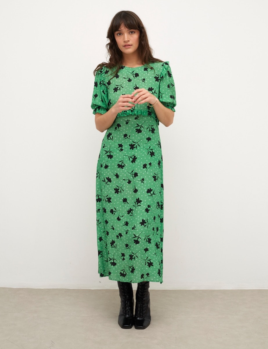 Green Lilian Floral Petite Felicia Midi Dress