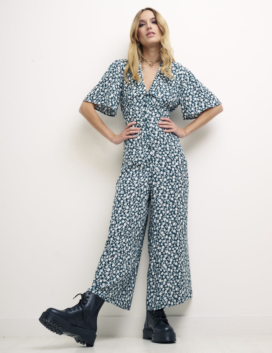 Green Ditsy Floral Daisy Jumpsuit