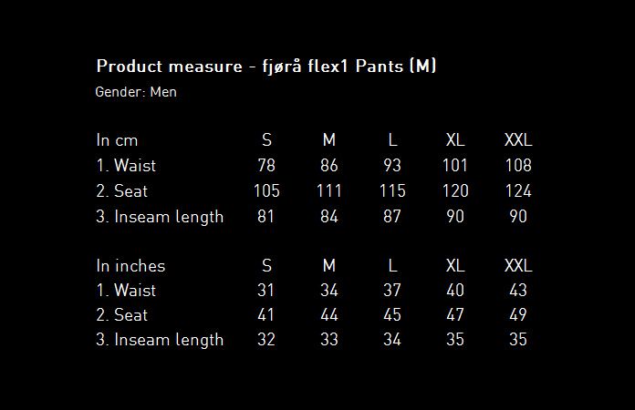 Norrøna fjørå flex1 pants size chart