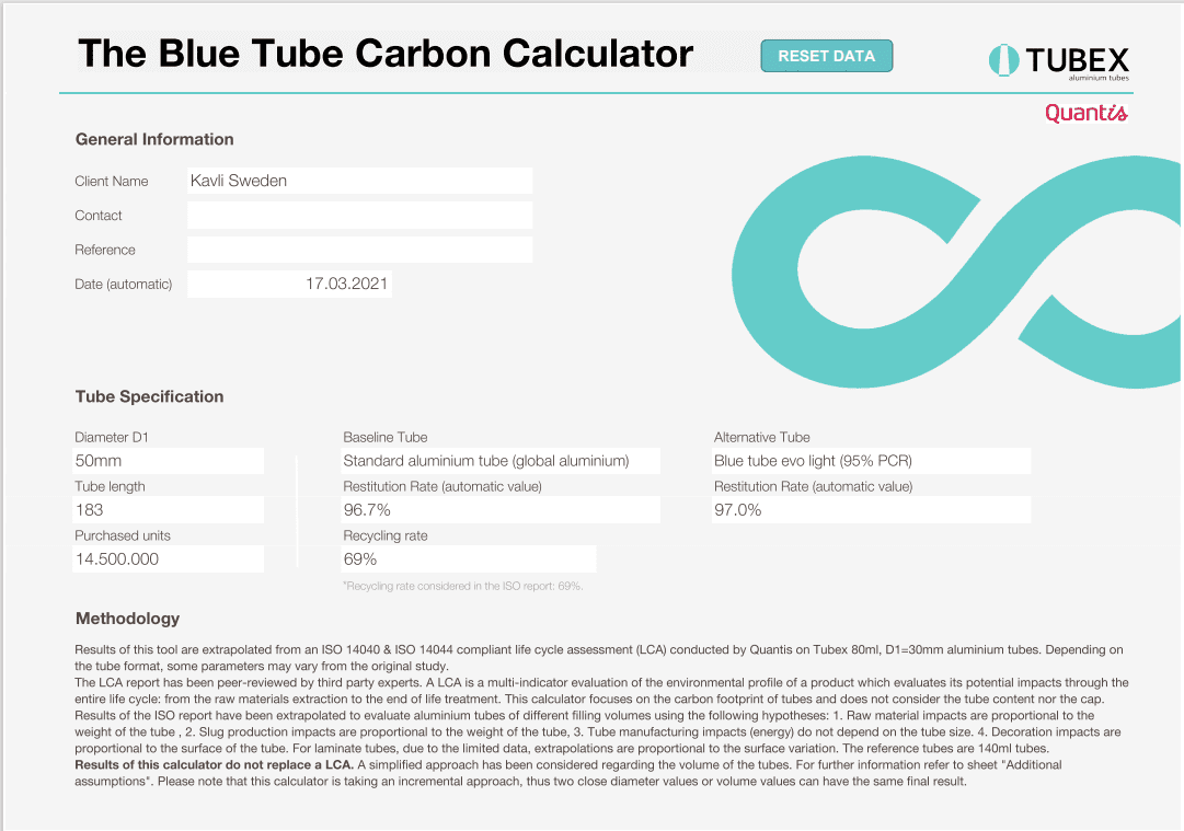 The Blue Tube Carbon calculator_sid1