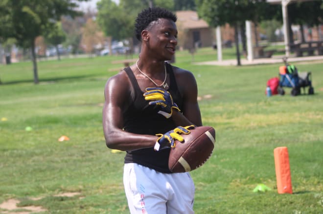 California wide receiver Xavier Worthy is committed to Michigan Wolverines football recruiting, Jim Harbaugh.