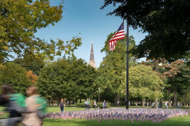 The Notre Dame campus following the September 11, 2001 terrorist attacks