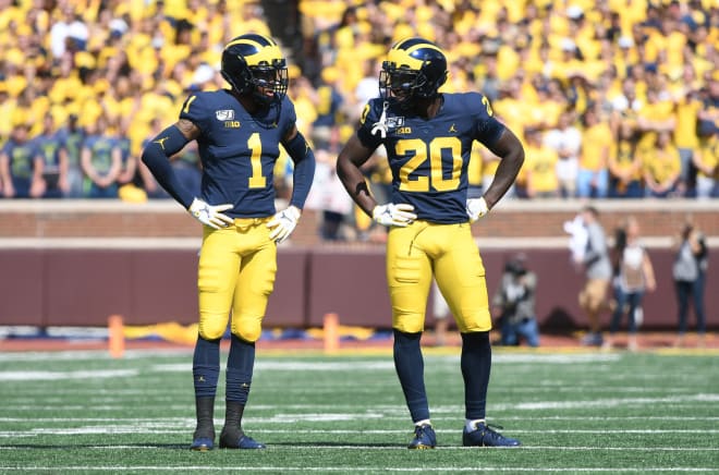 Michigan Wolverines football's Ambry Thomas (left) and Brad Hawkins