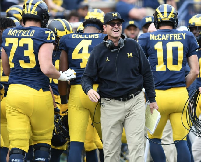 Michigan Wolverines football coach Jim Harbaugh.