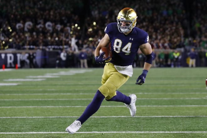 Former Notre Dame tight end and Chicago Bears draft choice Cole Kmet