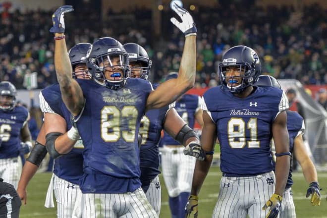 Former Notre Dame wide receivers Chase Claypool and Miles Boykin