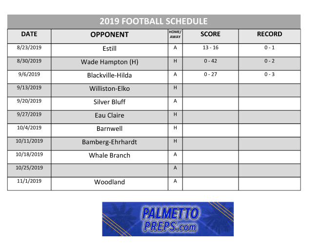 PalmettoPreps - Allendale-Fairfax High School Football Schedule and