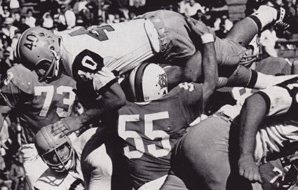 Chris Hanburger (55) was an excellent player on both sides of the ball for the Tar Heels in the 1960s.