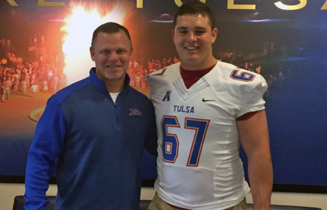 Garrett Flanary during a recent unofficial visit to the Tulsa campus.