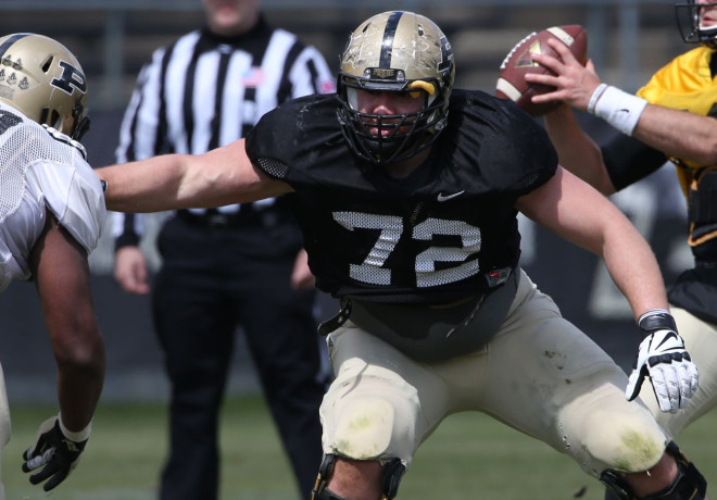 Jason King is Purdue's best offensive lineman but was the fourth one picked, likely, because of his guard position.