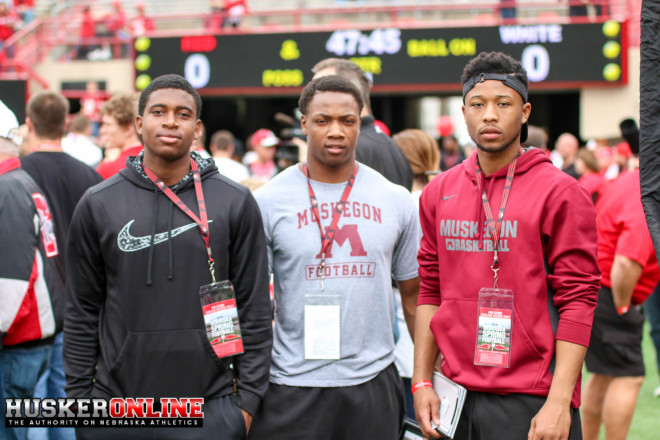 Muskegon, Mich. linebacker Andrew Ward (center) recently visited Iowa State and Nebraska.