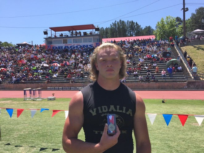 Nate McBride and Vidalia High cruised to victory in the Class AA 4X100 finals.