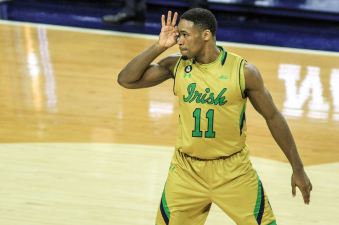 Demetrius Jackso (center) helped the Irish to back-to-back Elite 8 appearances.