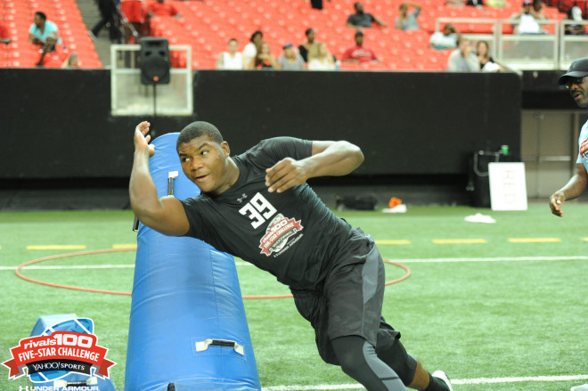 Carney during drills at the Rivals Challenge in Atlanta