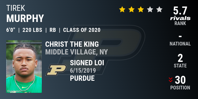 Tirek Murphy 2020 Running Back Rivals Com