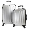 Swiss Case 4 Wheel 2Pc Suitcase Set Silver