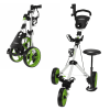 Caddymatic Golf X-TREME 3 Wheel Push/Pull Golf Tolley with Seat White/Green