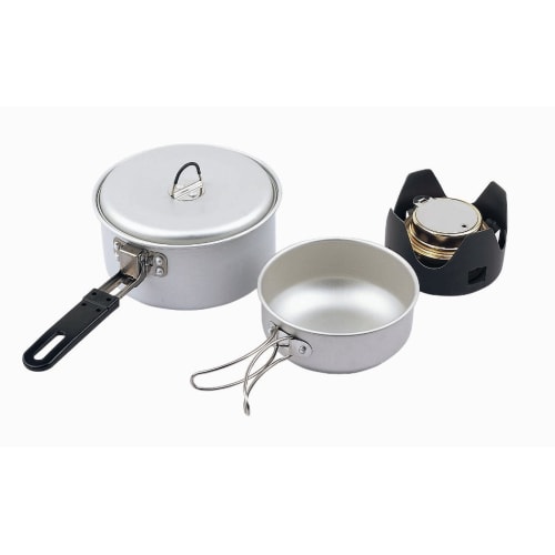 5pc Cook Set inc Burner Silver by Camping.co.uk