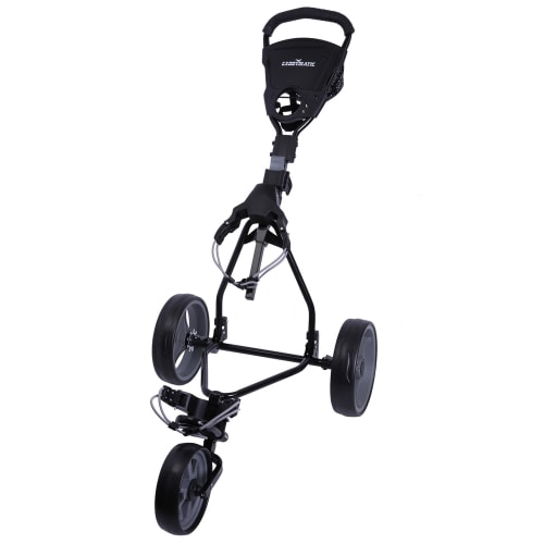 Caddymatic Junior Golf Trolley - 3 Wheel Folding Trolley for Kids- Black/Grey