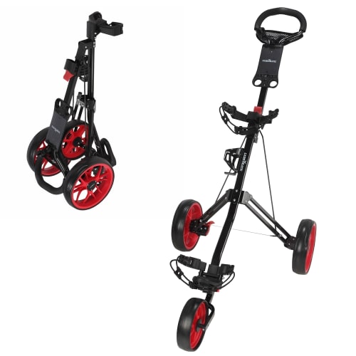 Caddymatic Golf Pro Lite 3 Wheel Golf Trolley Black/Red