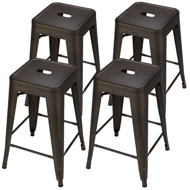 Homegear 4 Pack Stackable Metal Kitchen Stools - Brushed ...