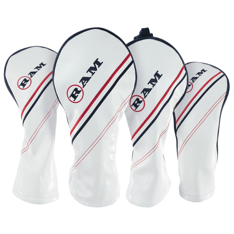Ram FX Golf Headcover Set, White, for Driver, Fairway Woods, and Hybrid (1,3,5,X)