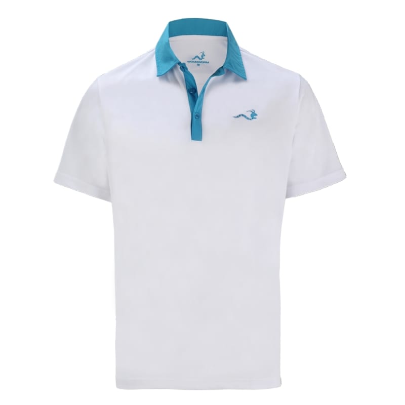 Woodworm Solid Tech Golf Polo Shirts - White/Blue