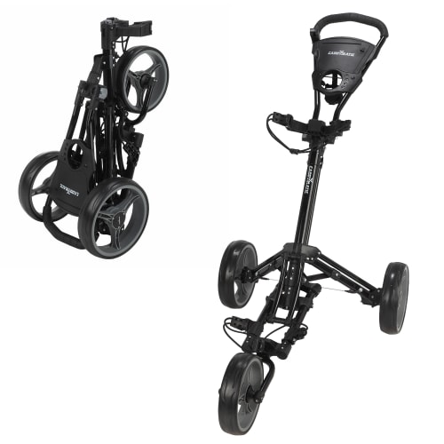 Caddymatic Golf X-Lite One-Click Folding Pull/Push Golf Cart Black