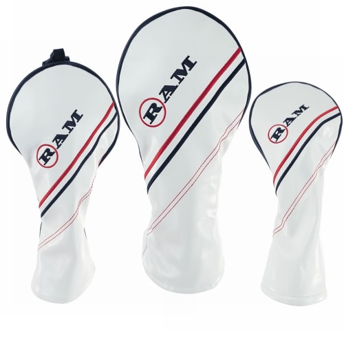 Ram FX Golf Headcover Set, White, for Driver, Fairway Woods(1,3,5)