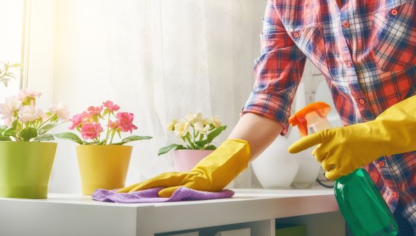 woman cleaning kitchen